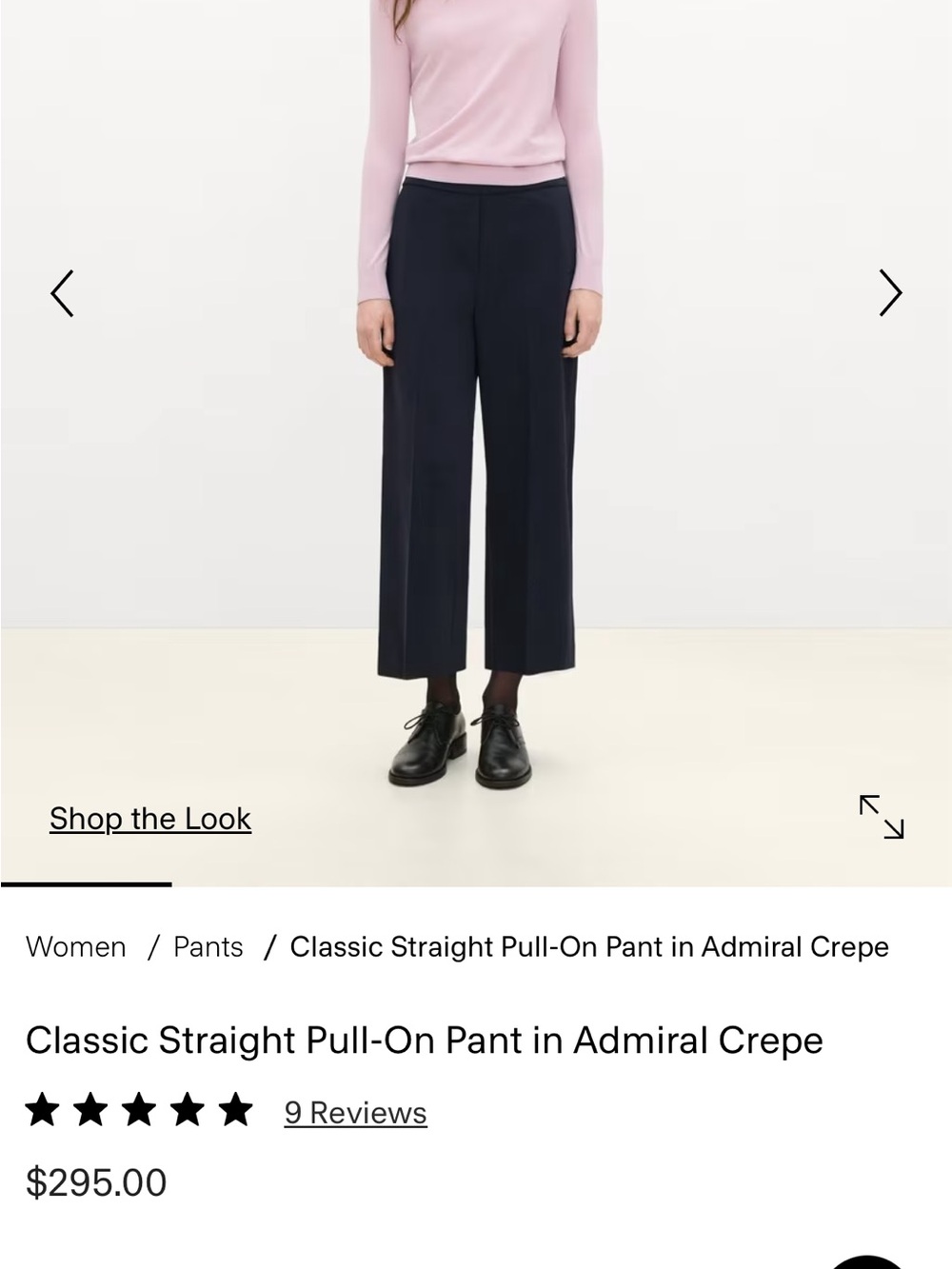 Theory Classic Straight Pull-On Pants in Admiral (Navy)